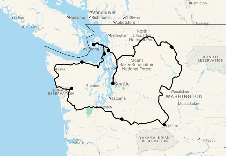 Karte 16 Tage Zauberhaftes Washington
