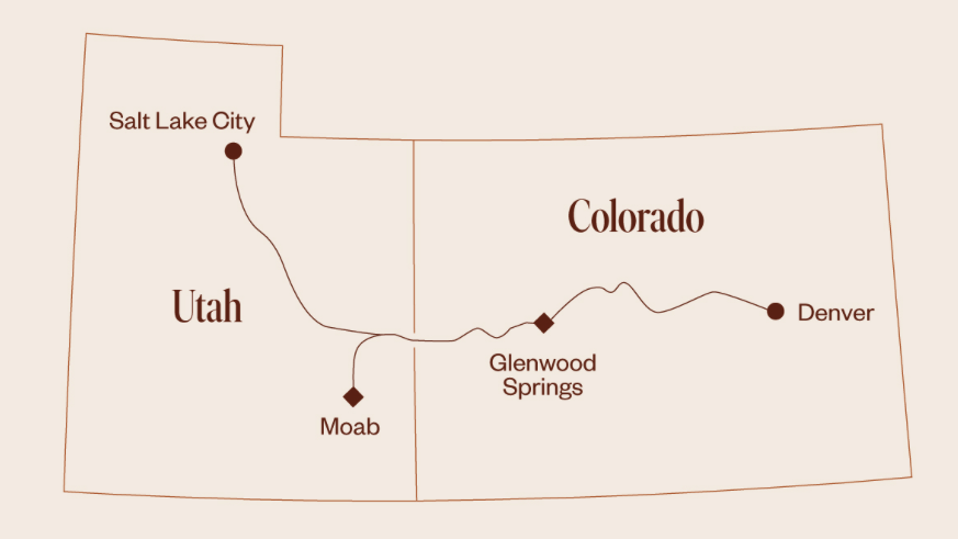 Karte 2- oder 3-tägige Zugreise im Südwesten der USA - Rockies to the Red Rocks mit dem Canyon Spirit