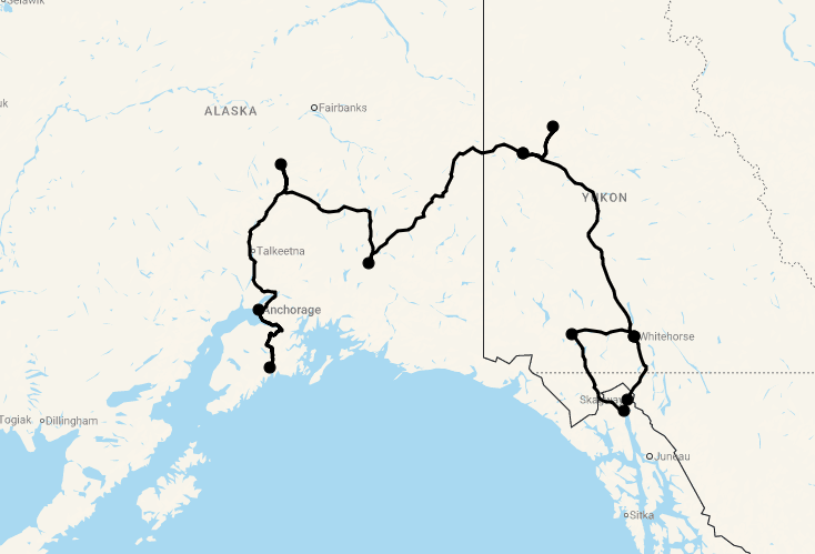 Karte 15 Tage Geführte Hotel-Wanderreise Yukon & Alaska entdecken