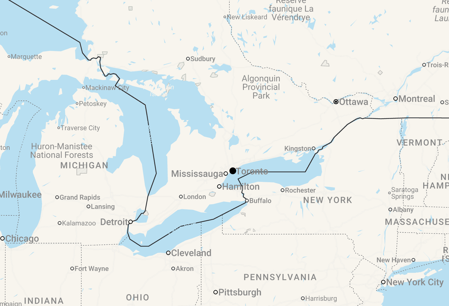 Karte 7 Tage Toronto & Algonquin Park Winter Blockhütten-Abenteuer