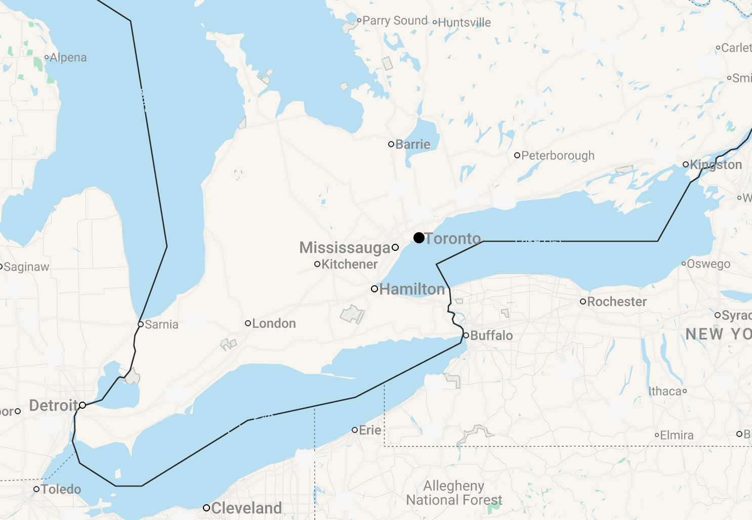 Karte 5 Tage Städtereise Toronto
