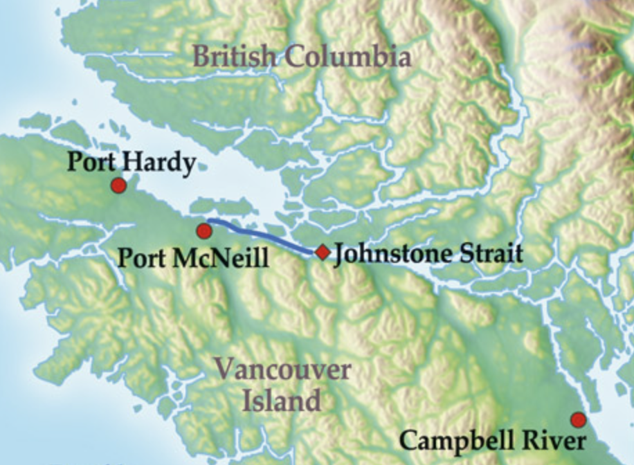 Karte Orca Camp Vancouver Island - Mit dem Kajak Wale beobachten