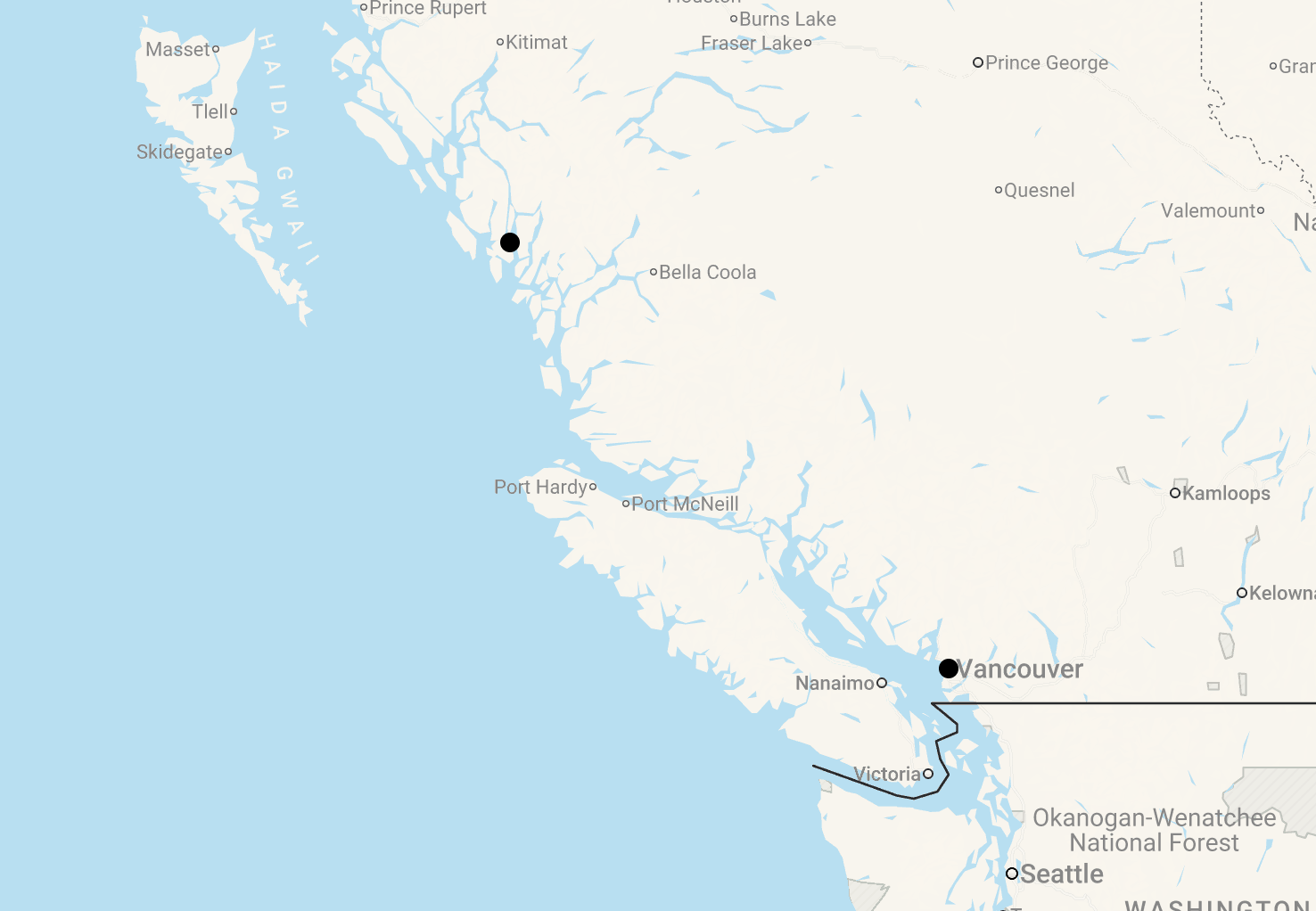 Karte Spirit Bear Lodge: Grizzly- und Geisterbären in Westkanada
