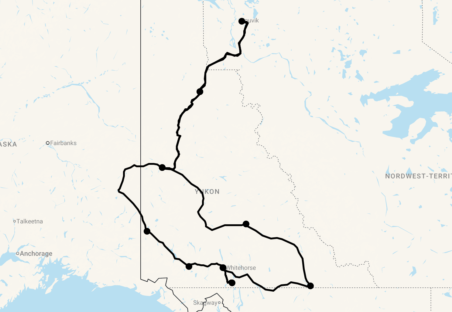Karte 18 Tage Auf dem Dempster Highway ans Polarmeer