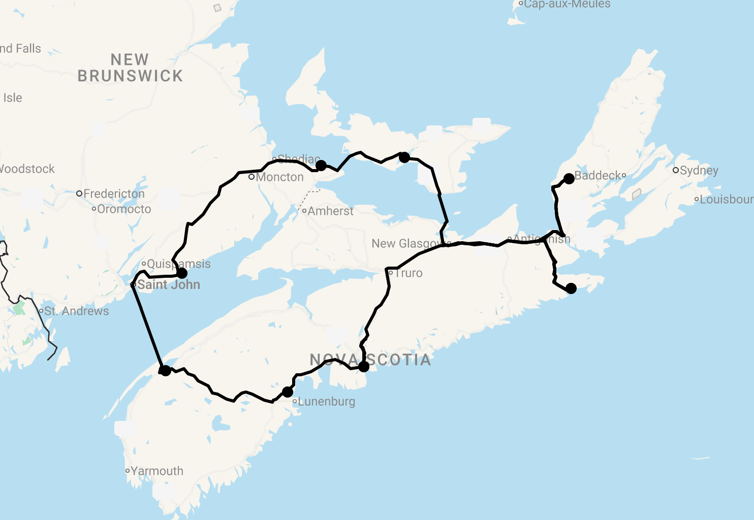 Karte 15 Tage Nova Scotia mit Country Inns