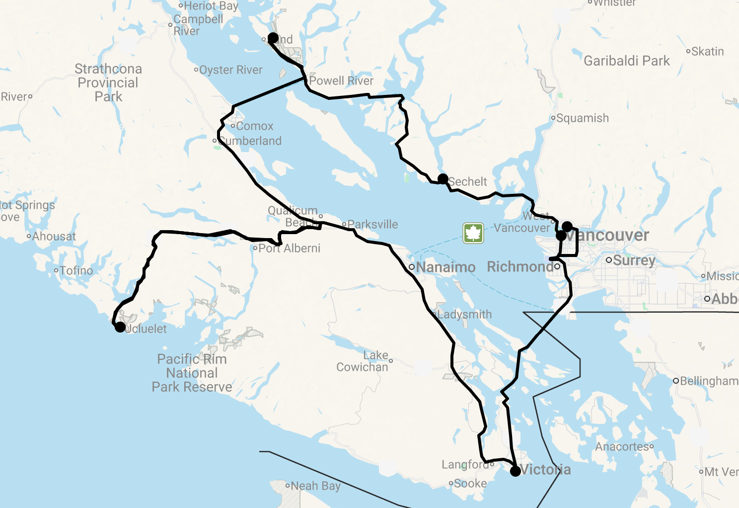 Karte 15 Tage Beautiful British Columbia mit Bärenbeobachtung mit Flug