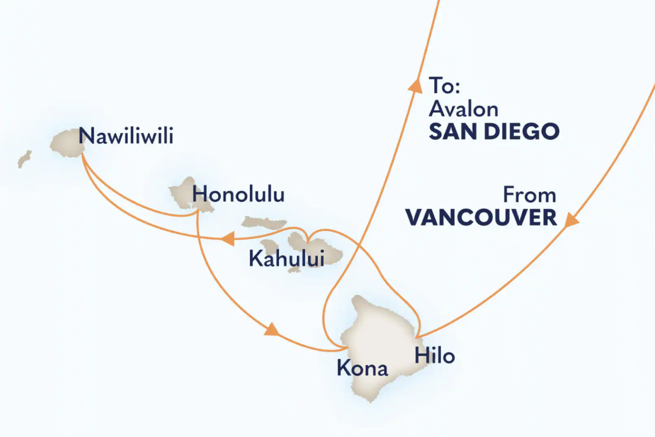 Karte 18 Tage Kreuzfahrt "Circle Hawaii" ab Vancouver bis San Diego