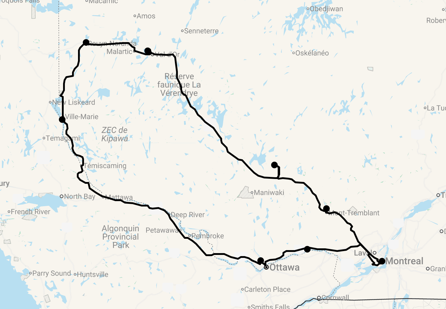 Karte 15 Tage Quebec Explorer