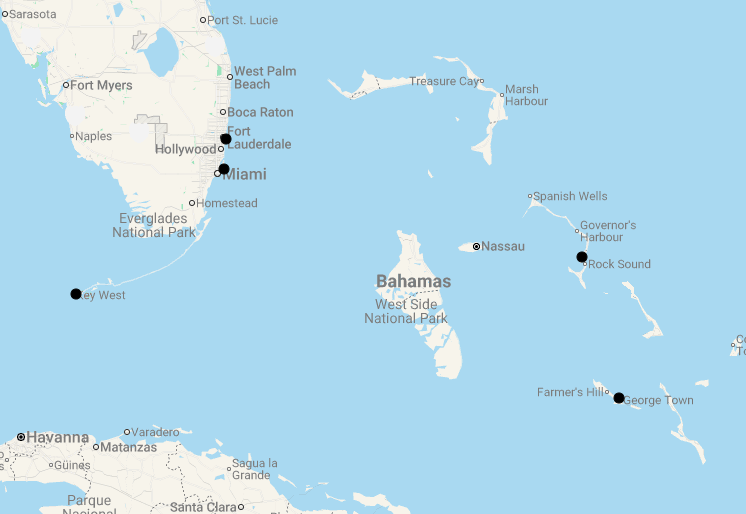 Karte 15 Tage Florida & Bahamas Highlights