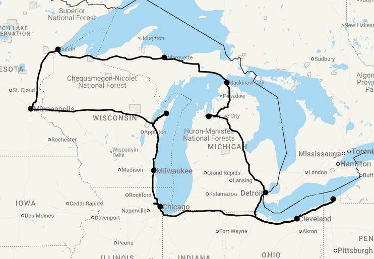 Karte 18 Tage Great Lakes Unlimited