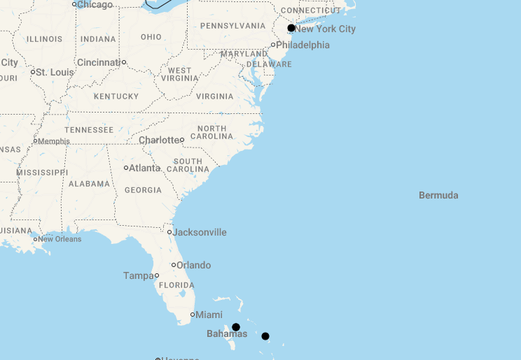 Karte 11 Tage New York und Bahamas