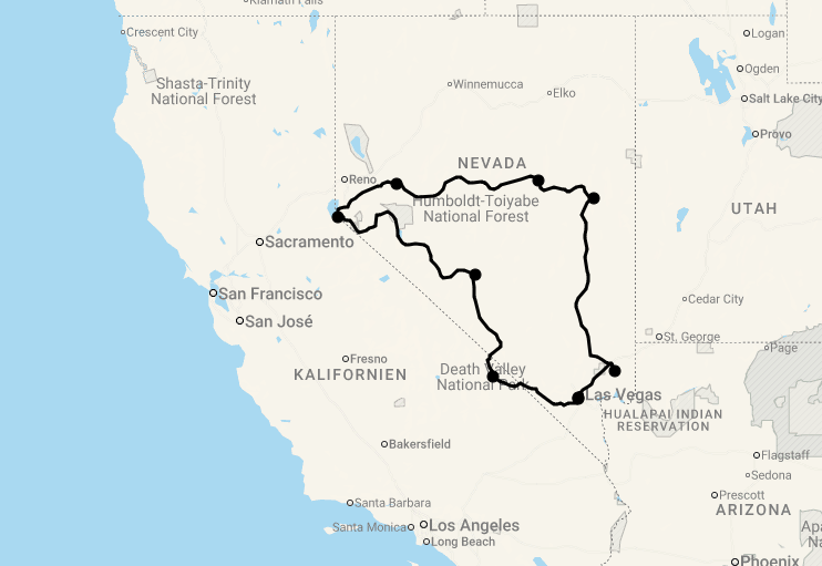Karte 14 Tage Best of Nevada