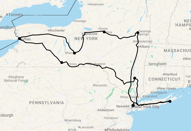 Karte 13 Tage New York State Erleben mit Long Island