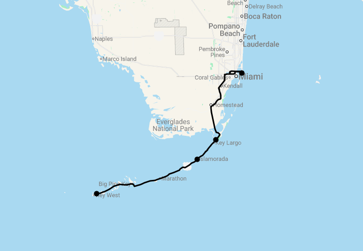 Karte 8 Tage Florida Keys