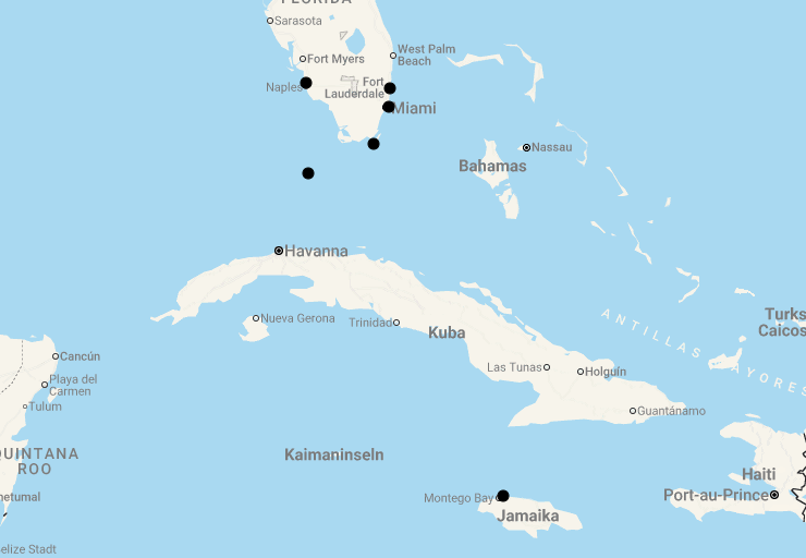 Karte 17 Tage Südliches Florida & Jamaika mit Flug