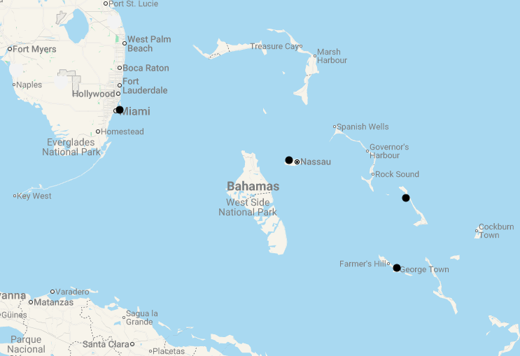 Karte 15 Tage Miami & Bahamas