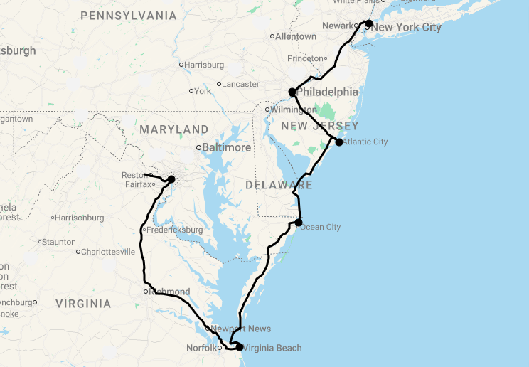 Karte 16 Tage New York City & Capital Region