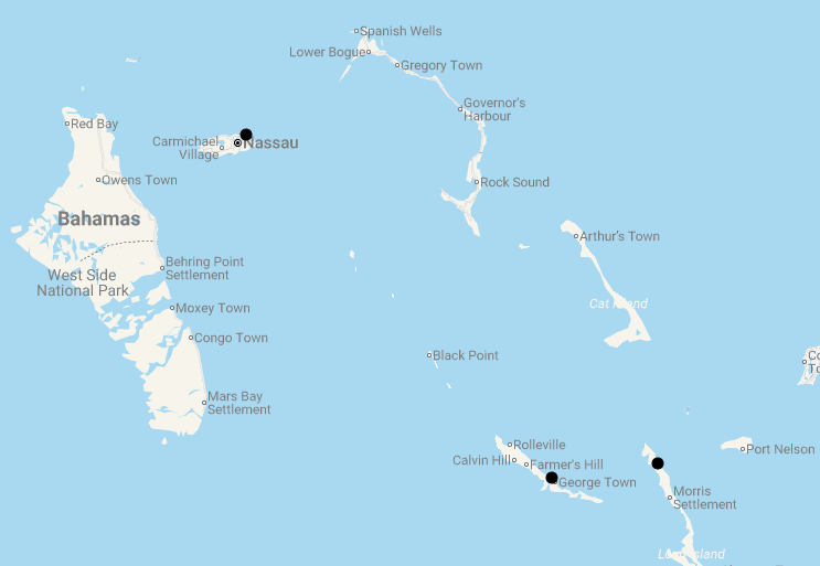 Karte 12 Tage Bahamas: Out Islands entdecken