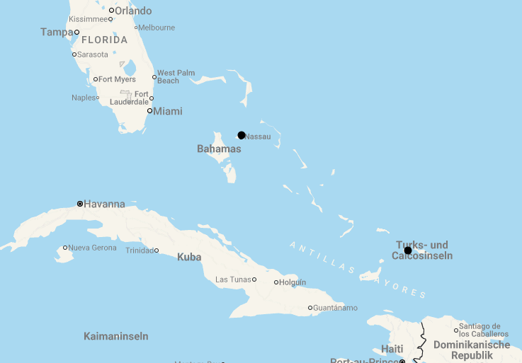 Karte 11 Tage Inselhopping in der Karibik: Bahamas und Turks & Caicos