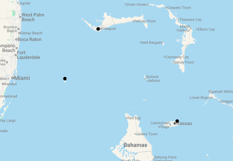Karte 14 Tage Farbenfrohe Bahamas