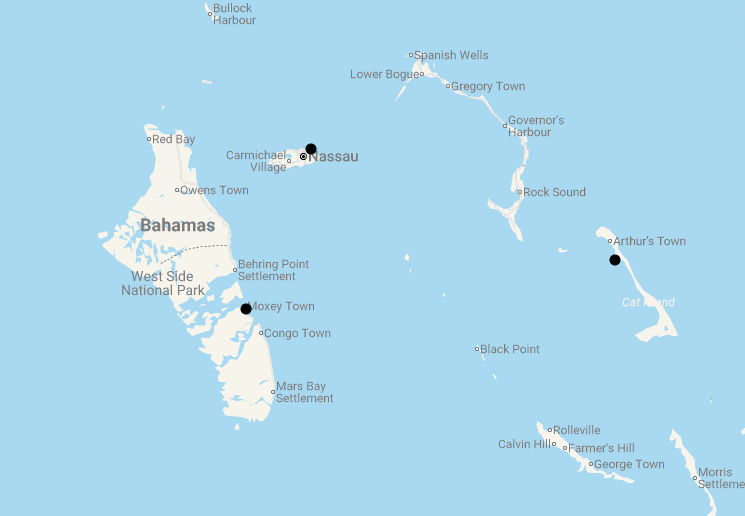 Karte 13 Tage Abtauchen auf den Bahamas