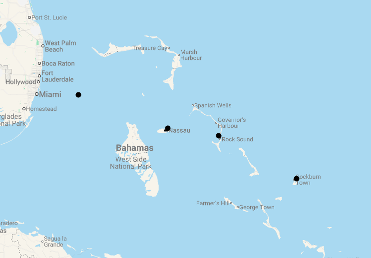 Karte 17 Tage Bahamas Unlimited - Inselhüpfen für Kenner