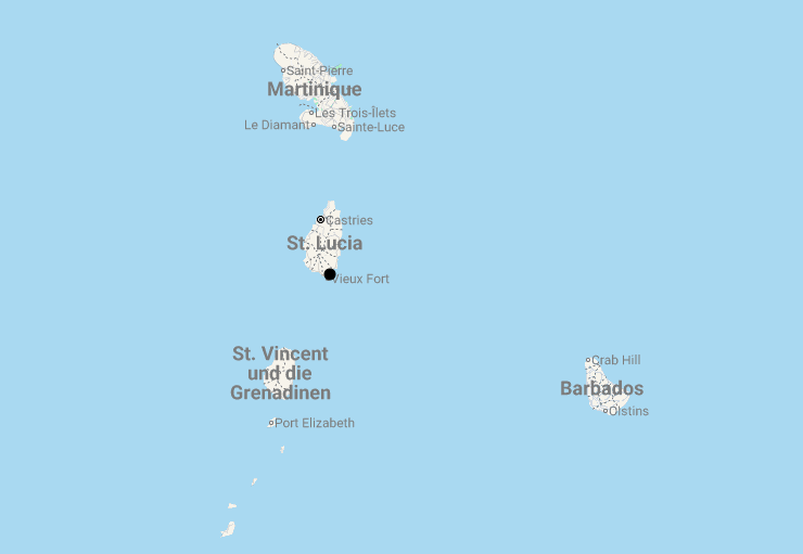 Karte Saint Lucia: Segeln mit privater Yacht