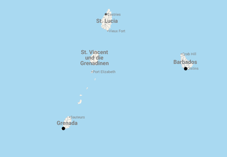 Karte 13 Tage Karibikparadies: Entdeckungsreise nach Barbados und Grenada