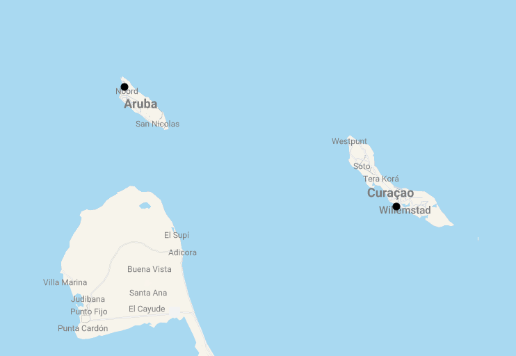 Karte 15 Tage Türkisblaues Meer & weiße Sandstrände: Traumziele Aruba & Curaçao