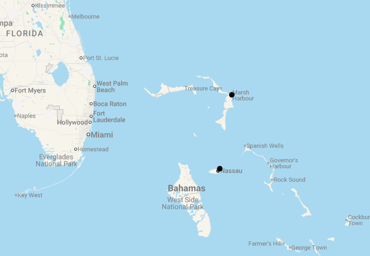 Karte 14 Tage Bahamas - Segeln durch die Abacos
