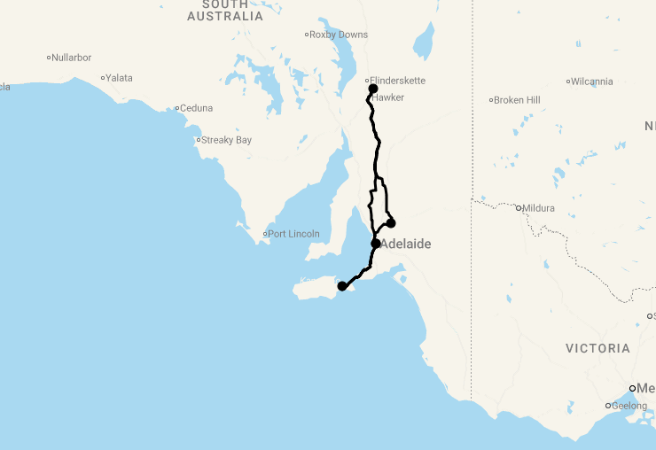 Karte 8 Tage Best of South Australia