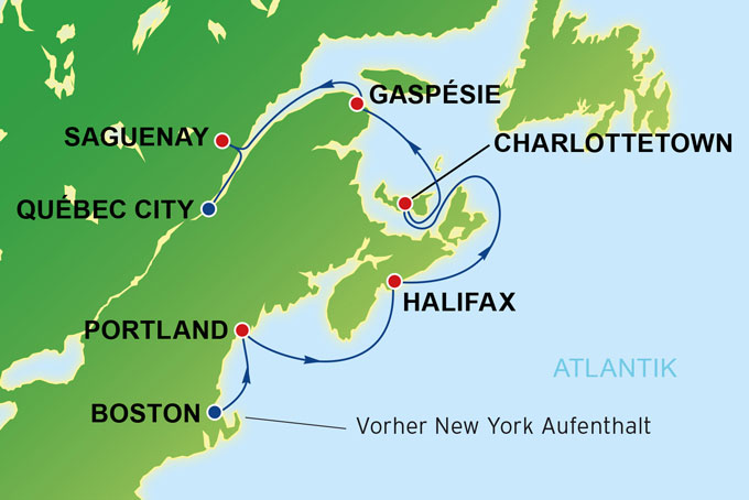 KreuzfahrtNCLRouteBostonbisQuebec