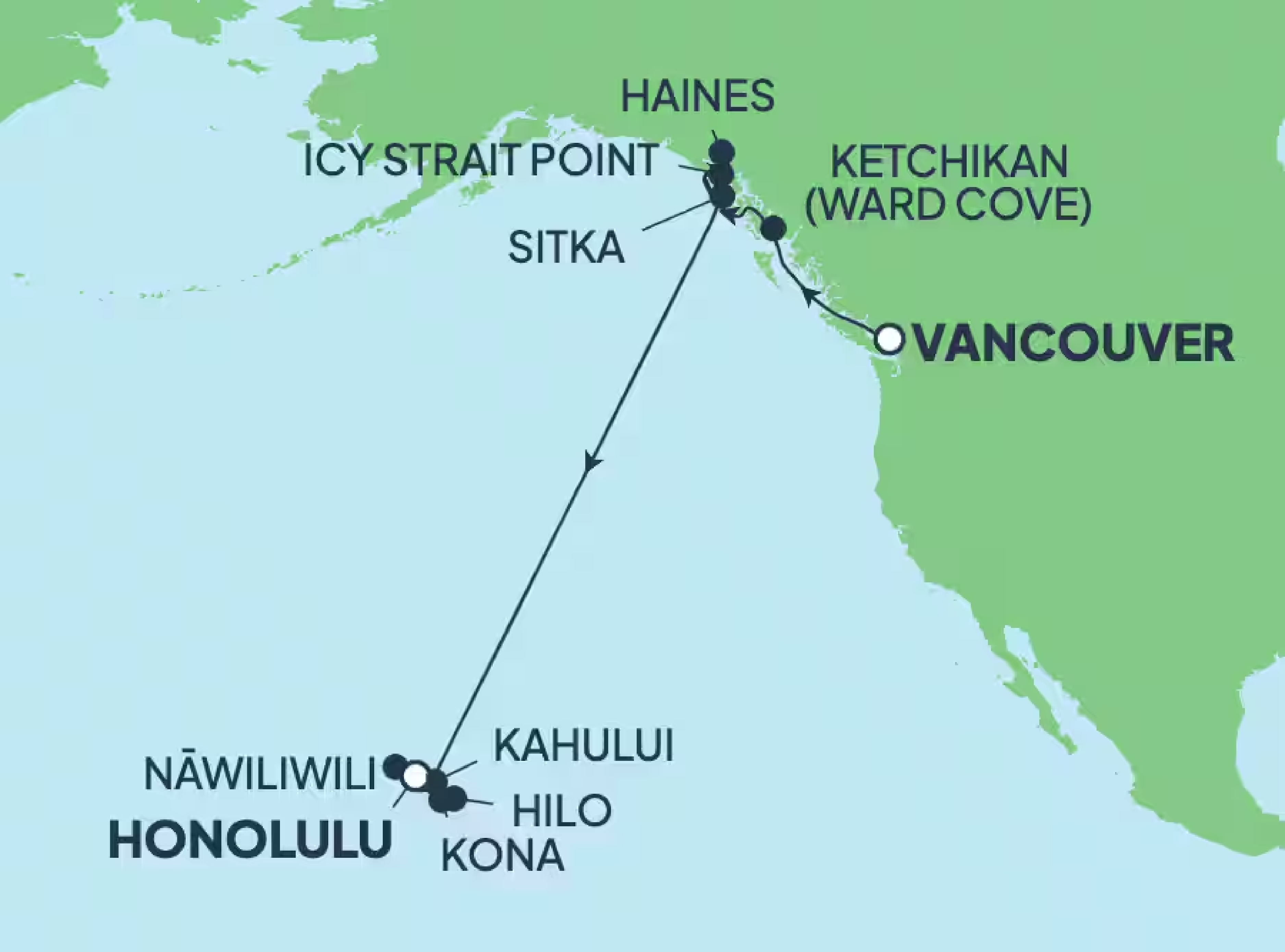 HDKreuzfahrtNCL Karte HawaiiundAlaska