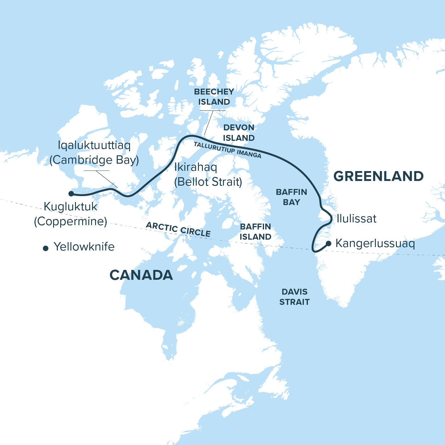 HDKreuzfahrtAdventure CanadaNW Passage2027 Into the Northwest Passage Map