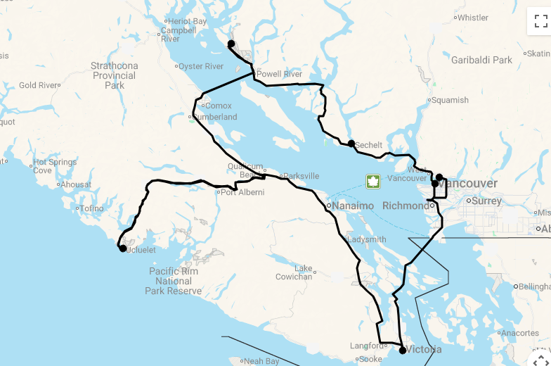 Karte 15 Tage Beautiful British Columbia mit Bärenbeobachtung mit Flug