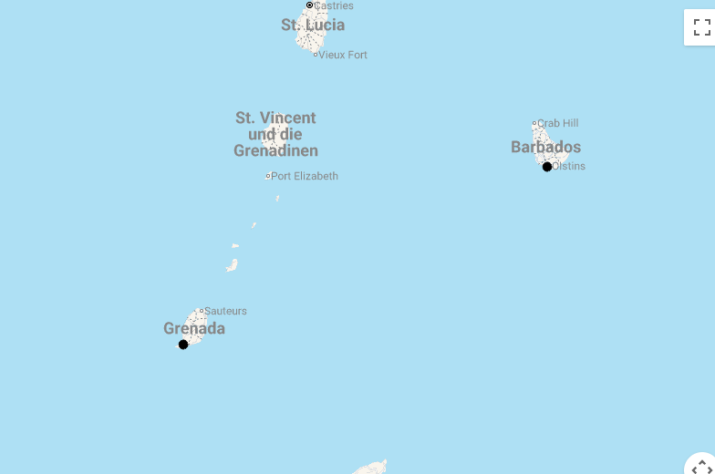 Karte 13 Tage Karibikparadies: Entdeckungsreise nach Barbados und Grenada