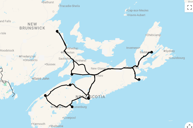 Karte 16 Tage Maritimes Kanada: Abenteuer an der Atlantikküste