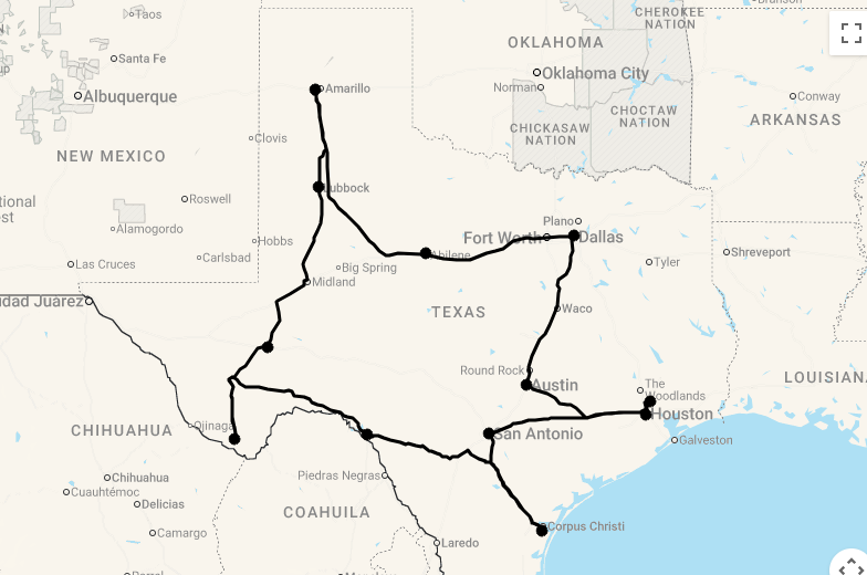 Karte 17 Tage Taste of Texas