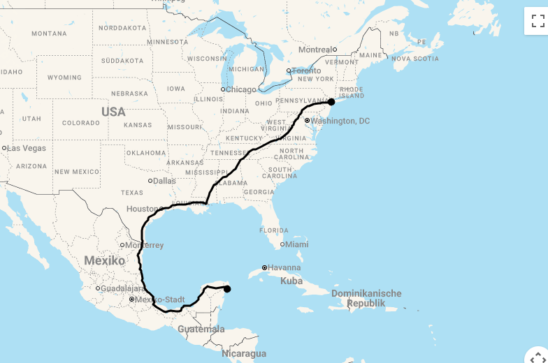 Karte 12 Tage New York und Mexiko