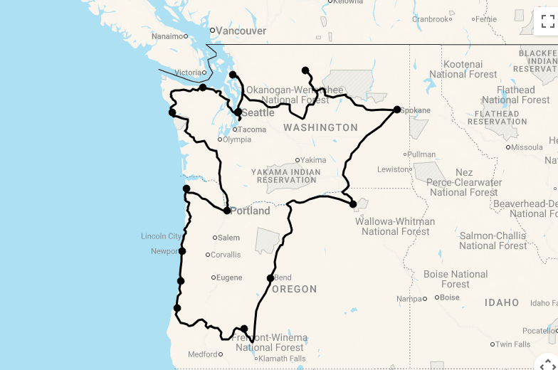 Karte 21 Tage Vista Point Nordwesten