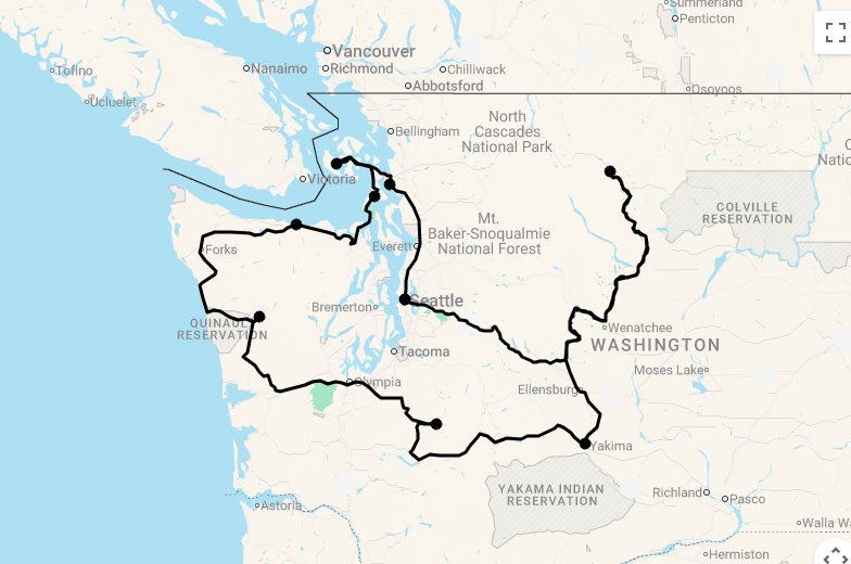 Karte 16 Tage Zauberhaftes Washington