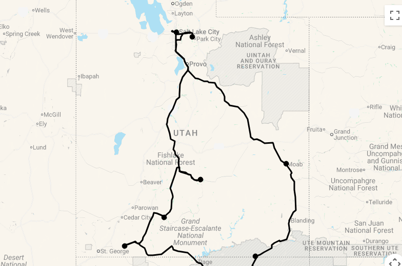 Karte 14 Tage Best of Utah