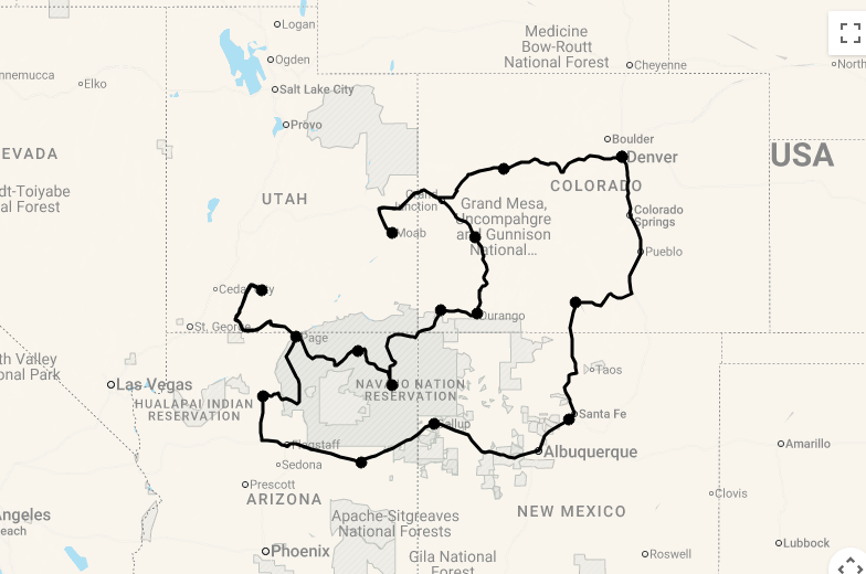 Karte 28 Tage Rockies & Canyonlands