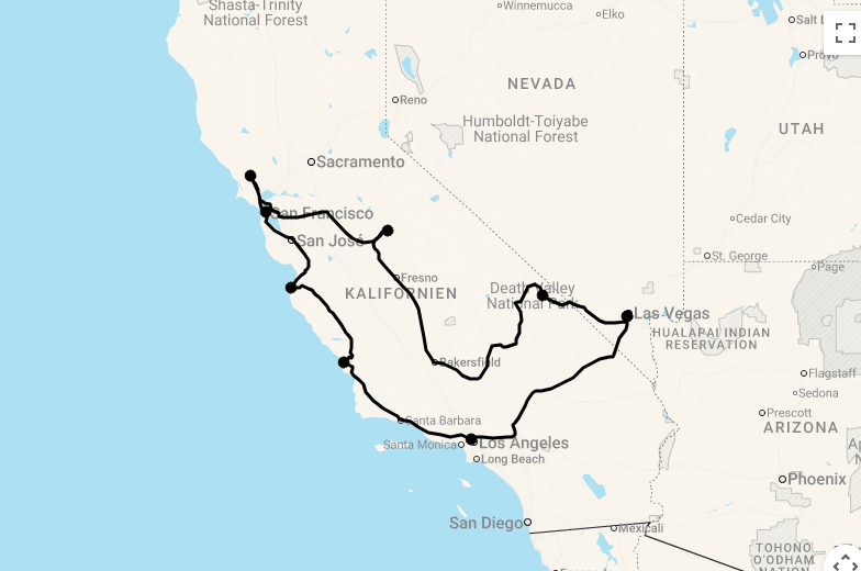 Karte 14 Tage Kontraste des Westens