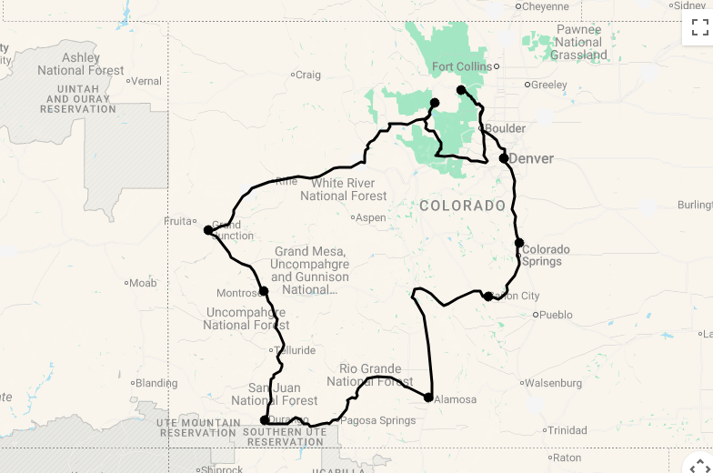 Karte 17 Tage Colorful Colorado