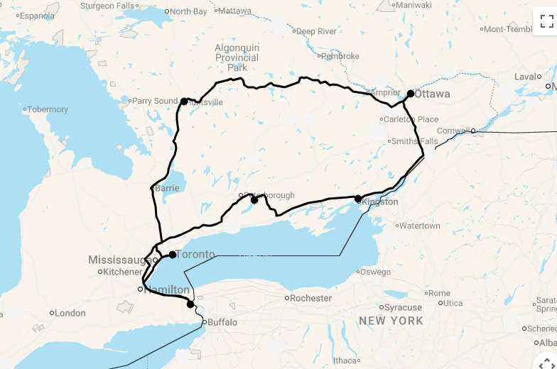 Karte 12 Tage Best of Ontario