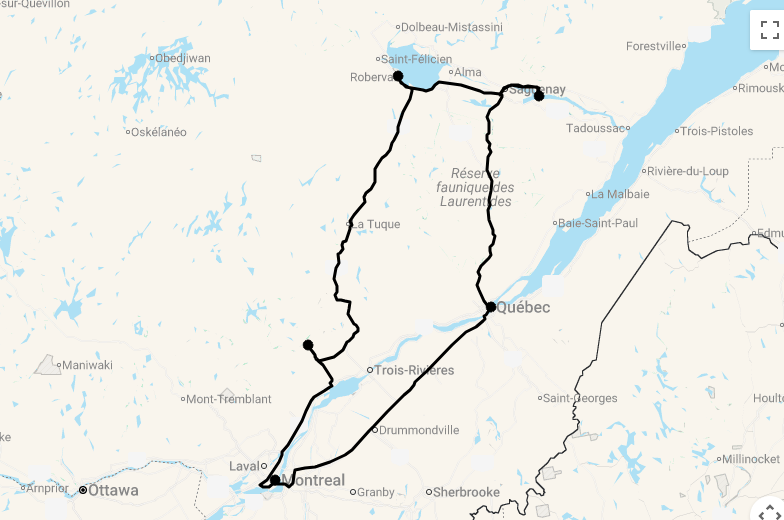 Karte 10 Tage Best of Québec