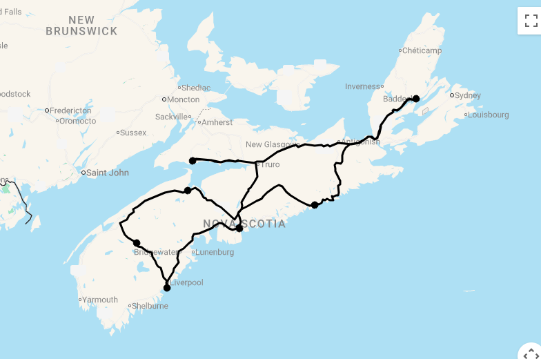 Karte 16 Tage Nova Scotia Entdecken mit Flug