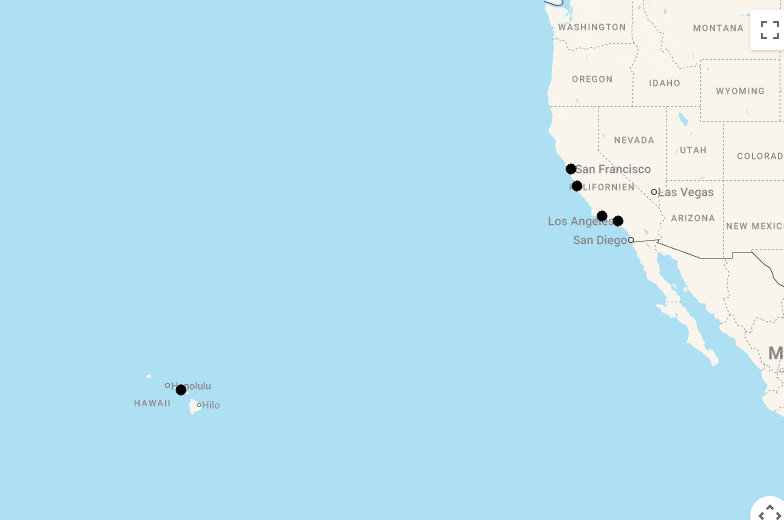Karte Kalifornien & Hawaii - 16 Tage Aloha California
