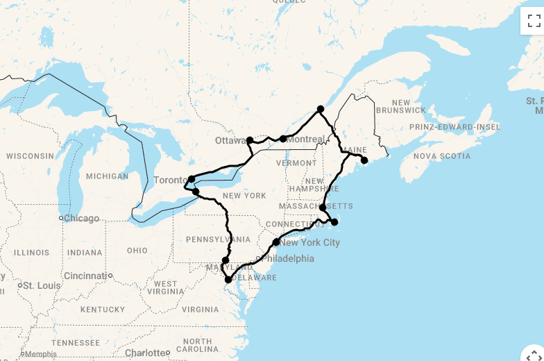 Karte 19 Tage Metropolen des Ostens